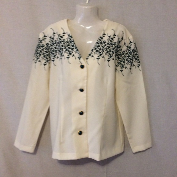 Ladies Professional Blazer Cream Green XL - Picture 1 of 7